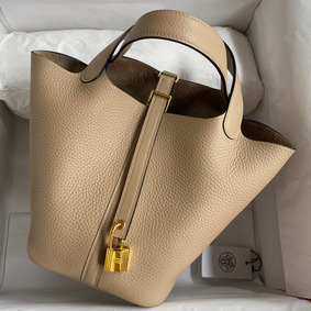Hermes Picotin Lock 18 Handmade Bag in Trench Clemence Leather Top Replica HMSFZ9G7V4I