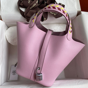 Hermes Picotin Lock 18 Tressage De Cuir Bag in Mauve Sylvestre Epsom Calfskin Top Replica HMS24241R2V