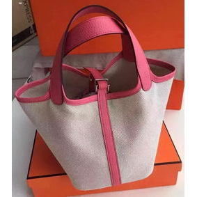 Copy Hermes Picotin Lock 18cm Bag Canvas HPL8618T Pink HMS15RXNR2Y