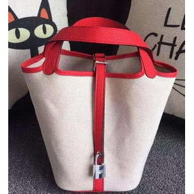 Hermes Picotin Lock 18cm Bag Canvas HPL8618T Red Top Replica HMSKQUN3W57