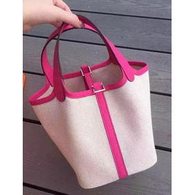 Hermes Picotin Lock 18cm Bag Canvas HPL8618T Rose Top Replica HMS8E0417QZ