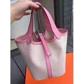 Top Replica Hermes Picotin Lock 18cm Bag Canvas HPL8618T Sakura HMSLD937A14