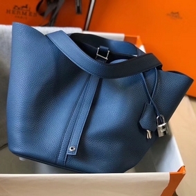 Cheap Hermes Picotin Lock 22 Bag In Blue Agate Clemence Leather HMSY70DCTLX