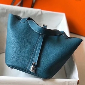Hermes Picotin Lock 22 Bag In Blue Jean Clemence Leather HMSI426BS1Q