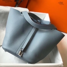 Best Quality Hermes Picotin Lock 22 Bag In Blue Lin Clemence Leather HMSDB0833D0