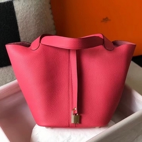 Hermes Picotin Lock 22 Bag In Rose Lipstick Clemence Leather Replica HMSJG2XXU0Z