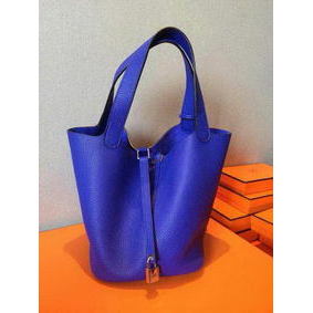 Hermes Picotin Lock 22cm Bags Litchi Leather HPT22 Blue 1:1 Replica HMSGE26BVC7