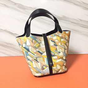 1:1 Replica Hermes Picotin Lock 22cm Bags Litchi Leather HPT88 black HMSOZZCD4XL