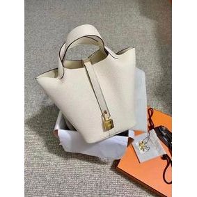 Replica Hermes Picotin Lock Bags Original togo Leather PL3388 Cream HMSBK9H6052