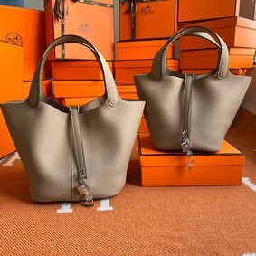Hermes Picotin Lock Bags Original togo Leather PL3388 gray Replica HMSOJP2W7ZF