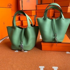 Imitation Hermes Picotin Lock Bags Original togo Leather PL3388 light green HMS82W0673O