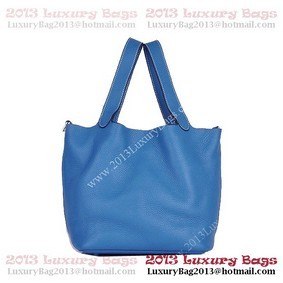 Imitation Hermes Picotin Lock MM Bag in Clemence Leather 8616 Blue HMSSZNB3J9R