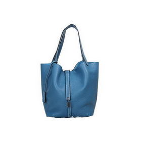 Imitation Hermes Picotin Lock MM Bag in Original Leather Blue HMSQ620QK74