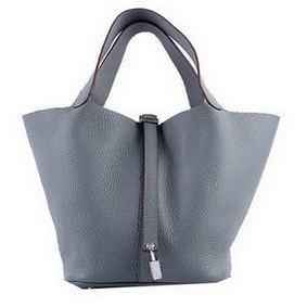 Hermes Picotin Lock MM Bags Clemence Leather H8616 Grey HMSXEQ1XD78