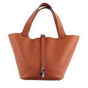 Hermes Picotin Lock MM Bags Clemence Leather H8616 Orange 1:1 Replica HMS3BEXANFM