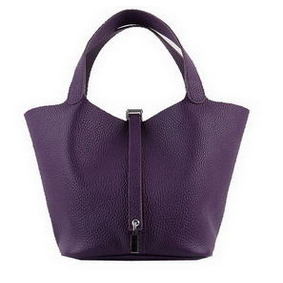 Imitation Hermes Picotin Lock MM Bags Clemence Leather H8616 Purple HMSFGEV31B2