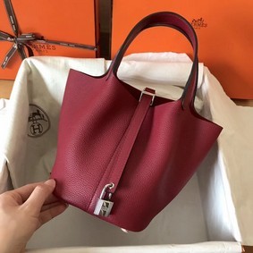 Hermes Picotin Lock PM Bags Original Leather H8688 wine red 1:1 Replica HMS1P67AE08