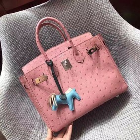 Hermes Real ostrich leather birkin bag BK35 pink HMS8HMJY85V