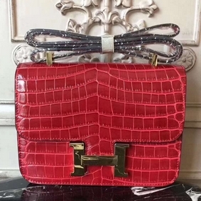 Cheap Hermes Red Constance MM 24cm Crocodile Bag HMSTFYCHY5A