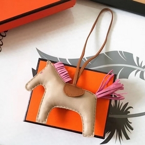 Hermes Rodeo Horse Bag Charm In Beige/Camarel/Pink Leather 1:1 Replica HMS26DZ52H2