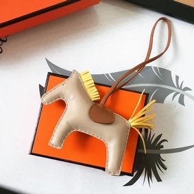 Hermes Rodeo Horse Bag Charm In Beige/Camarel/Yellow Leather Replica HMS5CJ1KZFO