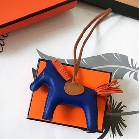 Hermes Rodeo Horse Bag Charm In Blue/Camarel/Orange Leather Top Replica HMS4267P49G