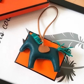 Hermes Rodeo Horse Bag Charm In Malachite/Camarel/Green Leather Top Replica HMS7YQ00X29