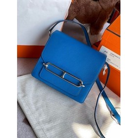 Hermes Roulis 19cm Evercolor 9D H9003 Electro optic blue&Silver Top Replica HMS7YST45NJ