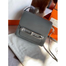 Knockoff Hermes Roulis 19cm Evercolor 9D H9003 gray&Silver HMS6HK049DY