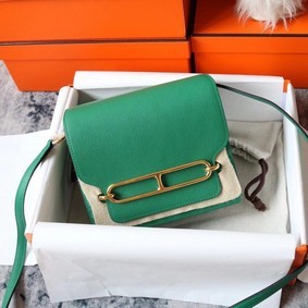 Fake Hermes Roulis 19cm Evercolor 9D H9003 green&Gold HMSXP1BTAL5