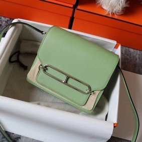 Fake Hermes Roulis 19cm Evercolor 9D H9003 light green&Silver HMS84KJA2L3
