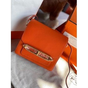 Hermes Roulis 19cm Evercolor 9D H9003 orange&Gold HMSFI68O0CG