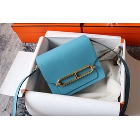 Fake Hermes Roulis 19cm Evercolor 9D H9003 sky blue&Gold HMSR3ZBEJI1