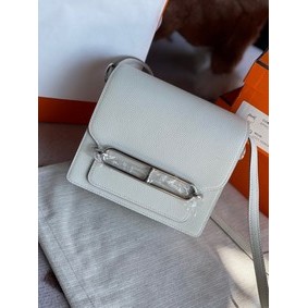 Hermes Roulis 19cm Evercolor 9D H9003 white&Silver Replica HMSGBP46R7A