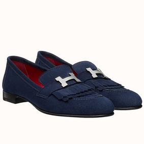 Hermes Royal Loafers In Blue Suede Leather Top Replica HMSM79EXAX2