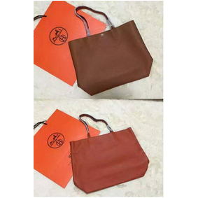 Hermes Shopper Double-Sided Bag Original Leather HS1209 Orange&Wheat Top Replica HMSR6NDJ22J