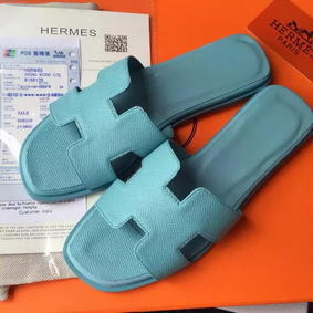 Hermes Slipper Calfskin Leather HO0476 Light Blue Top Replica HMSQ6134711