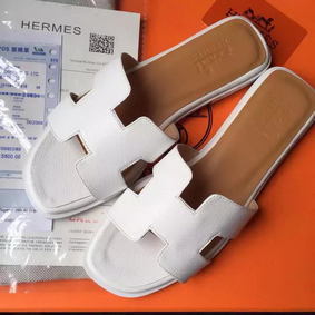 1:1 Replica Hermes Slipper Calfskin Leather HO0476 White HMSLGFT5HE1