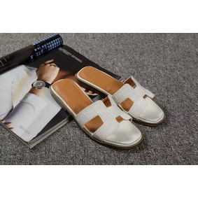 Hermes Slipper Croco Leather HO0451 White 1:1 Replica HMSUL67A533