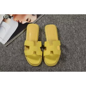 Hermes Slipper Togo Leather HO060 Lemon Top Replica HMSN49FDC0D