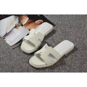 Hermes Slipper Togo Leather HO060 White Replica HMSLTP2VC40
