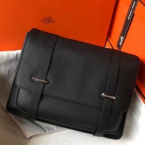 Cheap Hermes Steve 35 Messenger Bag In Black Clemence Calfskin HMS11278O0V