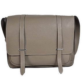 AAA Hermes Steve 35CM Messenger Bag Clemence Leather Grey HMSN610R65P