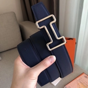 1:1 Replica Hermes Tonight 38MM Reversible Belt In Navy/Black Epsom Leather HMS1P73384R