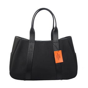 Hermes Tote Bag Canvas & Leather H1035 Black 1:1 Replica HMSQ8TO316Z