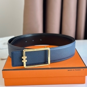 First-class Quality Hermes Tube H Reversible Belt 38MM in Blue Clemence Leather HMSPS792GE8
