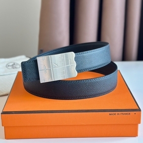 1:1 Replica Hermes Typo Reversible Belt 32MM in Black Epsom Calfskin HMSV4ZBFESH