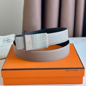 Hermes Typo Reversible Belt 32MM in Grey Epsom Calfskin HMSMOEVXIHQ