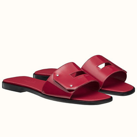 Best Quality Hermes View Sandals In Ruby Patent Leather HMS925S0GJ0