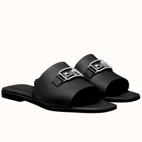 Imitation Hermes Villa Sandals In Black Calfskin HMS6S9EVIC0